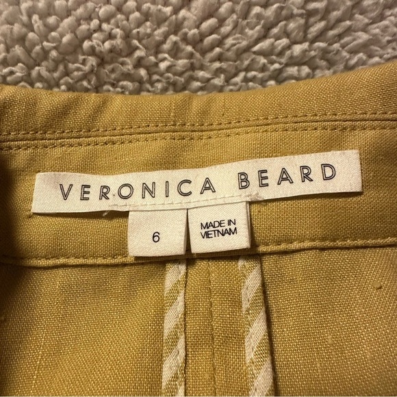 Veronica Beard Nisha Double Breasted Blazer Vintage Yellow Linen Jacket - Picture 10 of 16